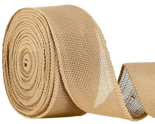 1 Stück Juteband mit Draht Vintage，Natur Jute Dekoband，Sackleinen Decoband，Breit Geschenkband für Schleifen，Schleifenband zum Basteln für Kranz Geschenk
