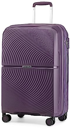 British Traveller Valigia Trolley Polipropilene Valigia Bagaglio a mano Leggero con Ruote, 55cm, Viola