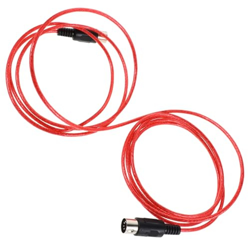 HEMOTON Pin Midi Adapter Cable for Electronic Keyboard Synthesizer Digital Piano Studio Recording Music Editing Data Transfer Connector Red