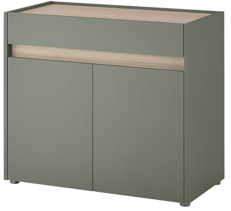Lomadox Flur Garderoben Kommode Schrank Anrichte mit 80 cm Breite in grün mit Eiche, 2 Türen & 1 Schublade