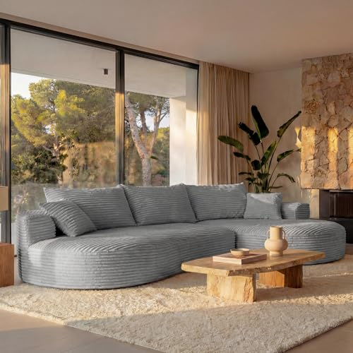 Mendler Sofa-Garnitur HWC-P19 Stoff/Textil - hellgrau