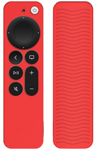 Étui de protection à télécommande pour Apple TV 4K Siri Remote 3ème génération (2022)/2ème génération (2021) - Coque en silicone pour accessoire TV (rouge pas brillant)