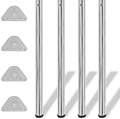 Teenpull 4X Höhenverstellbares Tischbein Chrom 870mm, Metall Tischbeine für Theken, Arbeitsplatten, Schreibtische, Stabile Möbelbeine, Einfache Montage