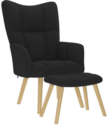 Mengtu Komfortabler Relaxsessel mit Fußhocker - Schwarz, Polyester, 61,5x69x95,5 cm - Wohnzimmer & Lounge Model4016780