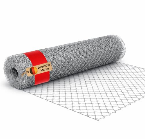 NOOR Maschendrahtzaun - Drahtgitter verzinkt 13 mm - Silber 75x1000 cm | wetterfester Volierenzaun mit Sechskantgeflecht für Garten, Beet & Kleintiere. Engmaschiger Hasendraht & Hühnerzaun