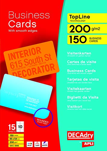 DECAdry TopLine Business Cards Curved White - Ref OCC3343 (Pack 150)