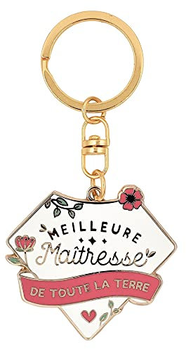 Manahia Porte clés Cadeau Maîtresse - Meilleure Maîtresse de toute la Terre - Bijoux Maîtresse - Cadeau Merci école - Cadeau Noël, Anniversaire Maîtresse