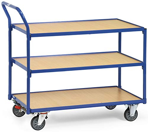 Leichter Tischwagen Transportwagen Traglast: 300 kg - stabiler Plattformwagen mit 3 Etagen je 100x60 cm | Transportkarre Lagerwagen