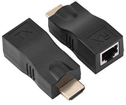 Extendeur HDMI, répéteur de convertisseur d'extension de câble réseau HDMI vers RJ45, répéteur d'adaptateur de convertisseur d'extension de câble réseau HDMI vers RJ45 30M sur Cat 5e/6 1080p jusqu'à 3