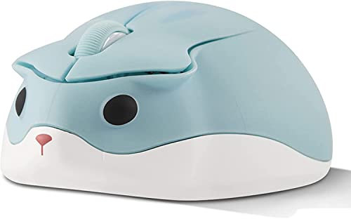 Wireless Mouse 2.4Ghz Hamster Shape Cute Animal Design Silent Click USB Optical Mouse Cordless Mice Lightweight for Kids Girl Gift for PC/Laptop/Computer/MacBook(Blue)