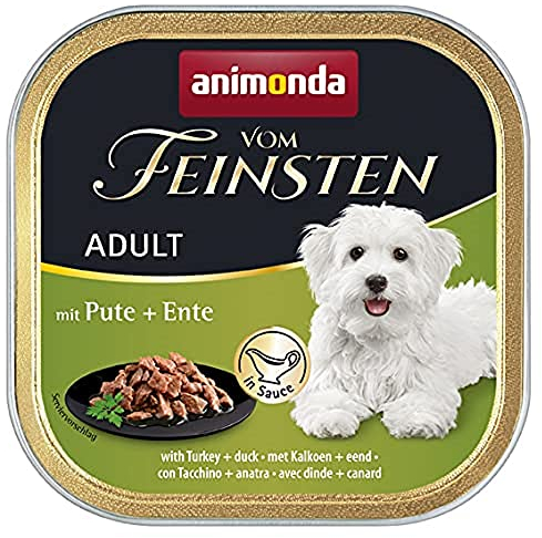 animonda vom Feinsten Hundefutter nass mit Pute + Ente in Sauce (22 x 150g), getreidefreies Hundefutter ohne Zucker, mit frischen, fleischigen Zutaten