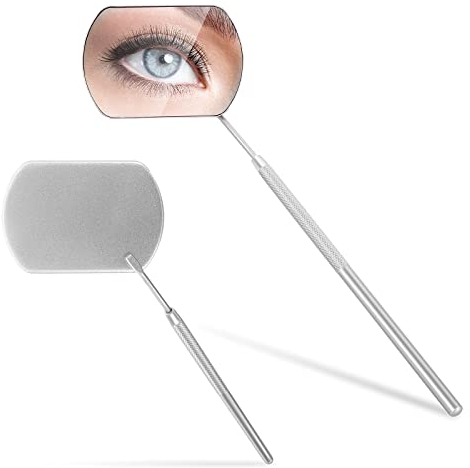 Sibba Quadratischer Wimpernspiegel tragbare Wimpernverlängerungen Applikator Zubehör Edelstahl abnehmbare falsche Wimpern Spiegel multifunktional Munduntersuchung (1 Silber)
