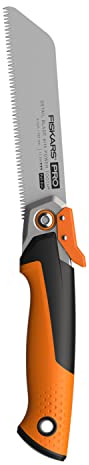 Fiskars Sega Pieghevole a Taglio Tirante Pro, Lunghezza della Lama: 15 cm, 19 TPI, Nero/Arancione, PowerTooth, 1062932
