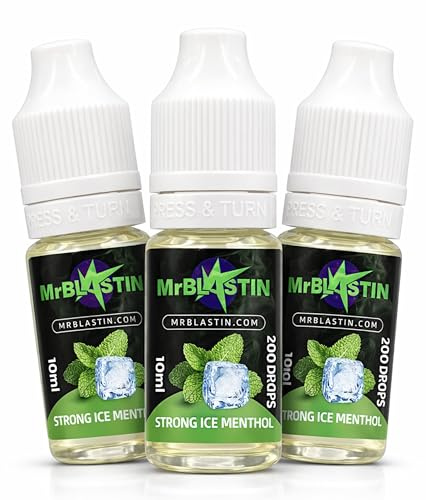 MrBlastin Fort Glace Menthe Gouttes pour les Cigarettes - Paquet de 3 Cas - Distributeur Transformer vos filtres à cigarettes Menthol, 200 gouttes par flacon de 10 ml - La formule unique Ice Menthol