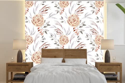 MuchoWow Papier peint Roses - Or - Feuilles Papier peint photo 260x260 cm Papier peint imprimé