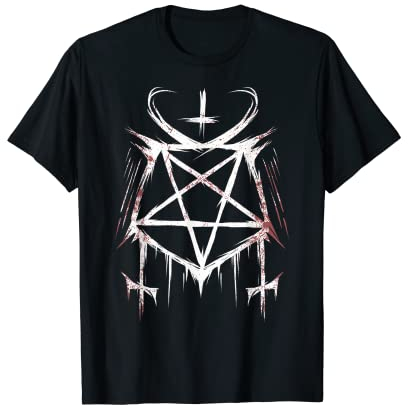 Luzifer Siegel Umgedrehtes Kreuz Goth Pentagramm T-Shirt