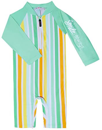 weVSwe Baby Mädchen Junge Langarm Badeanzug Einteiler Sonnenanzug UPF 50+ Sonnenschutz Rash Guard Grün Regenbogen 3 Jahre