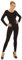 MIMIKRY Schwarzer Damen Langarm Bodysuit Tänzerin Ballett Gymnastik Disco Catsuit, Größe:S/M