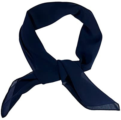 WESTEND CHOICE Foulards carrés en mousseline de soie pour femme - Écharpe unie rétro des années 50 - Bandana léger - 65 x 65 cm, bleu marine, Taille unique