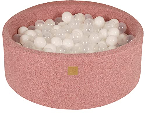 MEOWBABY Bällebad 90x30 Boucle - Bällebad Baby ab 1 Jahr - Bällebad Kinder - Weiches Schaumstoff Ballgrube mit 200 Bällen, Rosa