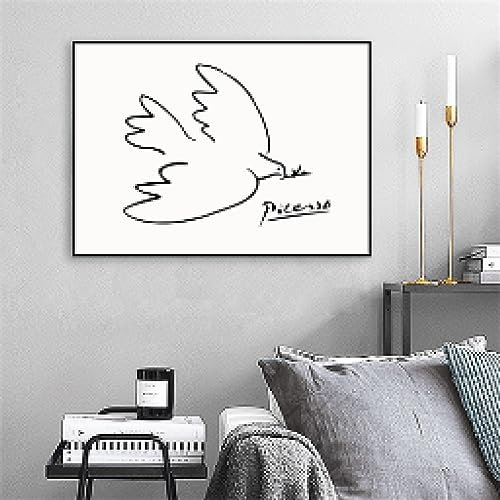 GEMMII Pablo Picasso Friedenstaube Bilder Druck auf Leinwand XXL, Vintage-Poster, Leinwand, Wandkunst, sitzend, Büro, Zuhause, Wanddekoration, Druck, 70 x 100 cm, rahmenlos