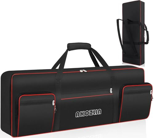 AKOZLIN 76 Key Keyboard Case Electric Piano Keyboard Bag Portable Keyboard Gig Bag 600D Oxford Cloth with Adjustable Straps and 5-Pocket for Keyboard Accessaries 119×46×16.5cm