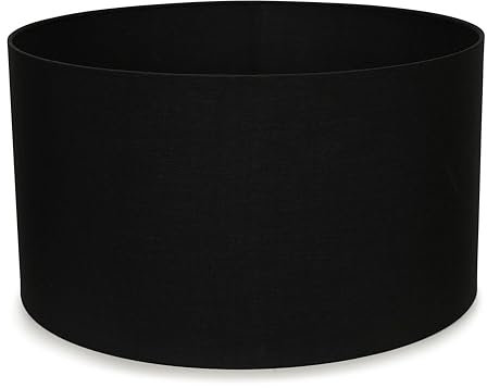 MiniSun | Large Modern Black Fabric Drum Light Shade | Lamp Shades, Home Décor & Improvement Essential | 450mm Shade Width