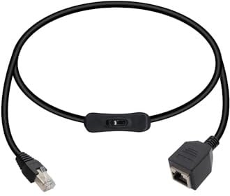 RIIEYOCA Cat5e Ethernet Patch Cable Switch On/Off RJ45 Male to Female High Speed Internet Network Cable LAN with Disconnect Switch(Straight)