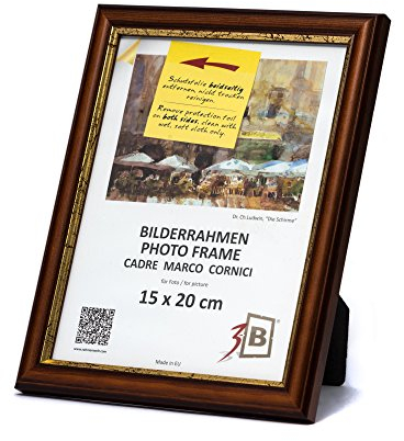 3-B Cadre de l'image BARI RUSTIQUE - foncé brun/or - 15x20 cm - cadre photo en bois de pin avec verre acrylique