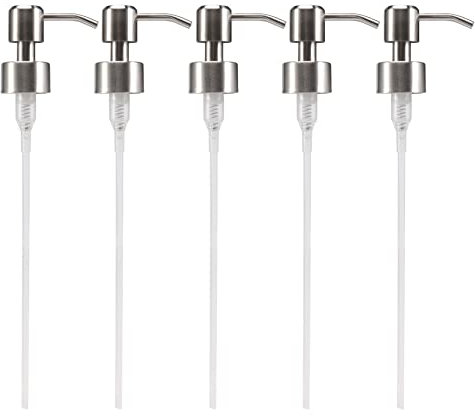 RESFNSE 5Pcs Stainless Steel Soap Pump Replacement 28 Teeth Metal Bottle Nozzles Lotion Dispenser