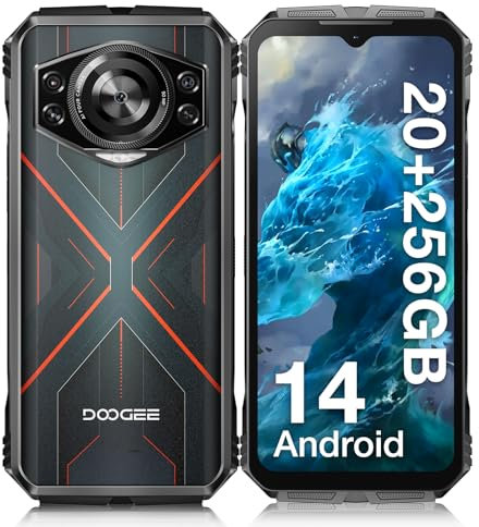 DOOGEE S Cyber Rugged Smartphone Android 14, 20GB+256GB Rugged phone, 10800mAh Battery & 50MP AI Cameras, 6.58''FHD+2.4K IPS Display, IP68/IP69K Waterproof, 5G WIFI/Dual SIM/OTG/Fingerprint/NFC-Red