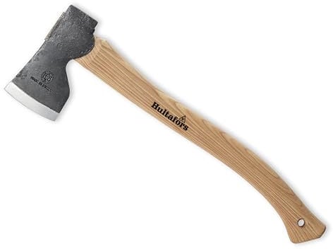 Handgeschmiedete Jagd-& Waldaxt DVARDALA 450mm I Hultafors I Geschmiedet in Schweden I 960g Premium Axt mit Hickory Holzstiel I Skandi Schliff I Inkl. Leder-Klingenschutz I 841780