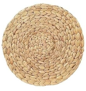 CBFGGOEUDFBS 20-5Pcs Woven Placemat Water Hyacinth Round Mats Hot Water Mat Non-Slip Weave Table Mat Natural Hand Mat Braided Straw Table Mat(35cm,20 Pcs)