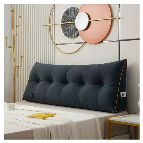 CJJZFO Rückenkissen Lesekissen für Bett und Sofa, Keilkissen, Rückenpolster für Die Wand, Sitzkissen, Wandkissen, mit Waschbarem Bezug, Ideal zum Anlehnen im Bett(Dark Blue,100 * 50 * 20cm)
