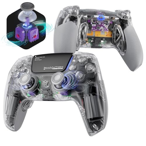 HEXGAMING PHANTOM Pro Juego Controlador para ps5/PC/Móvil, Elite Gamepad con 4 Botones Reasignables/6 Perfiles de Remapeo/8 Palancas/Gatillos para ps5 Juego Adaptable-Efecto Hall(Edición Explorer)