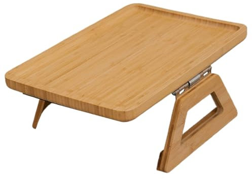 Couch Arm Table 13x9 Sofa Arm Tray Foldable Bamboo Sofa Arm Table Clip-on Rectangular Sofa Table Tray Universal Armchair Organiser for TV Dinners Remote Drinks Snack Sofa Arm Tray Side Table Couch Ta