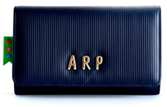 Agatha Ruiz de la Prada – Blaue Geldbörse aus veganem Leder mit vertikalen Streifen und goldenem ARP-Logo