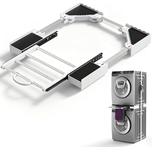 Cadre intermédiaire universel, Kit de Superposition Universel pour Lave-linge et Sèche-linge, Taille du Cadre de Superposition Réglable, Convient aux Lave-linge et Sèche-linge de 46 à 66cm