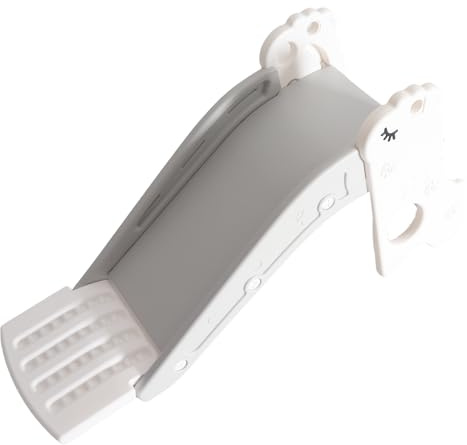 POENVFPO Toboggan Coulissant D'intérieur pour Enfants, Toboggan de Jeu Durable pour Grimpeur pour Tout-petits, Jouet Sûr à 2 Escaliers pour Aire de Jeu à la Maison (Blanc Gris)