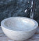 GURU SHOP Massives Rundes Marmor Aufsatz-Waschbecken, Waschschale, Naturstein Handwaschbecken - Ø 35 cm Modell 17, Grau, Waschtische & Waschbecken