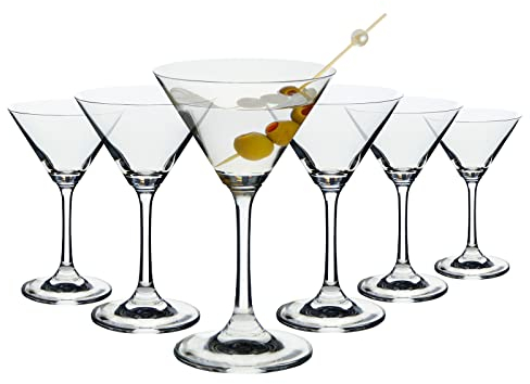 Lot de 6 Verres à Martini pour Cocktails, Forme de V, Passent au Lave-vaisselle, Verre Transparent, 150 ml