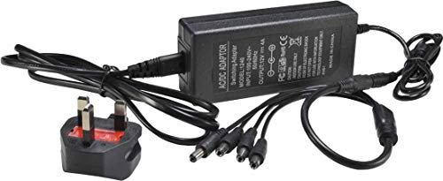 Boomlens- Power Supply 100~240V to DC 12V 4A Power Adapter with 4 Split Power Cable for CCTV Security Camera System