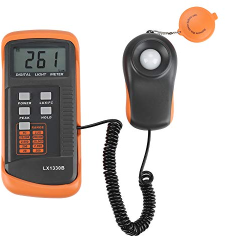 Akozon Luxmetro Digitale, LX1330B Luxmetro Professionale Esposimetro Digitale Portatile Display LCD 0,1~200,000 Lux / 0,01~20,000 FC Misuratore di Luce Fotografico per Test di Illuminazione