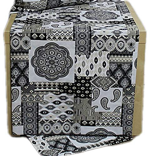 Hossner Tischdecke Tischläufer Decke Heimtextilien Aufleger Modern Patra Schwarz (Tischläufer 40 x 100 cm)