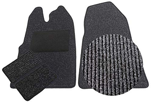 MERTEX Automatte Autoteppich Robust anthrazit meliert 30353-R-A (schwarz, Fahrerhausteppich mit 2 Einstiegsmatten)