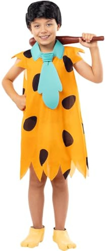 Funidelia Fred Feuerstein Kostüm - Familie Feuerstein für Jungen, Offizielle Lizenz, Größe 7-9 Jahre The Flintstones, Zeichentrickfilm - Verkleidung für Kinder für Partys, Karneval und Halloween