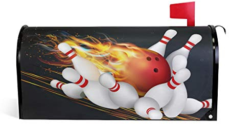 Linomo Magnetische Briefkasten-Abdeckung für Feuerwehr, Bowling-Ball, Briefkasten, Umschlag für Haus, Garten, Hof, Außendekoration, für übergroße Größe 63,5 x 53,3 cm