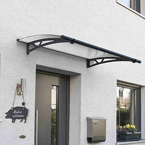 Palram Canopia Altair 1500 Porch Door Canopy Rain Cover Dark Grey with 4mm Clear Panel