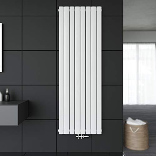 SONNI Paneelheizkörper Vertikal Flachheizkörper Weiß Doppellagig 1600x616mm Heizung Heizkörper mit Chrom Multiblock Hahnblock Heizkörper Thermostat