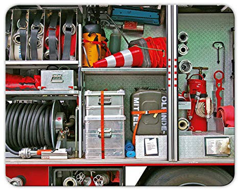 Addies Mousepad 'Feuerwehr' schönes Mauspad Motiv in feiner Cellophan Geschenk-Verpackung mit Kautschuk Untermaterial, 24x19cm - MP05